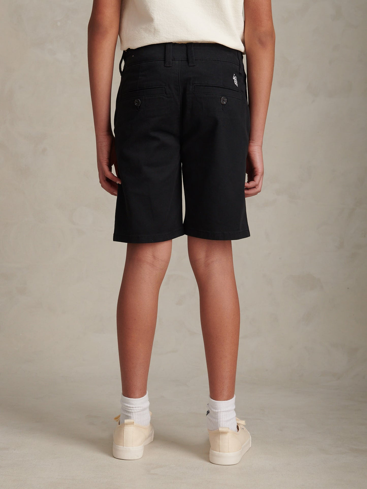 Boys Classic Chino Short Black Bright White DHM