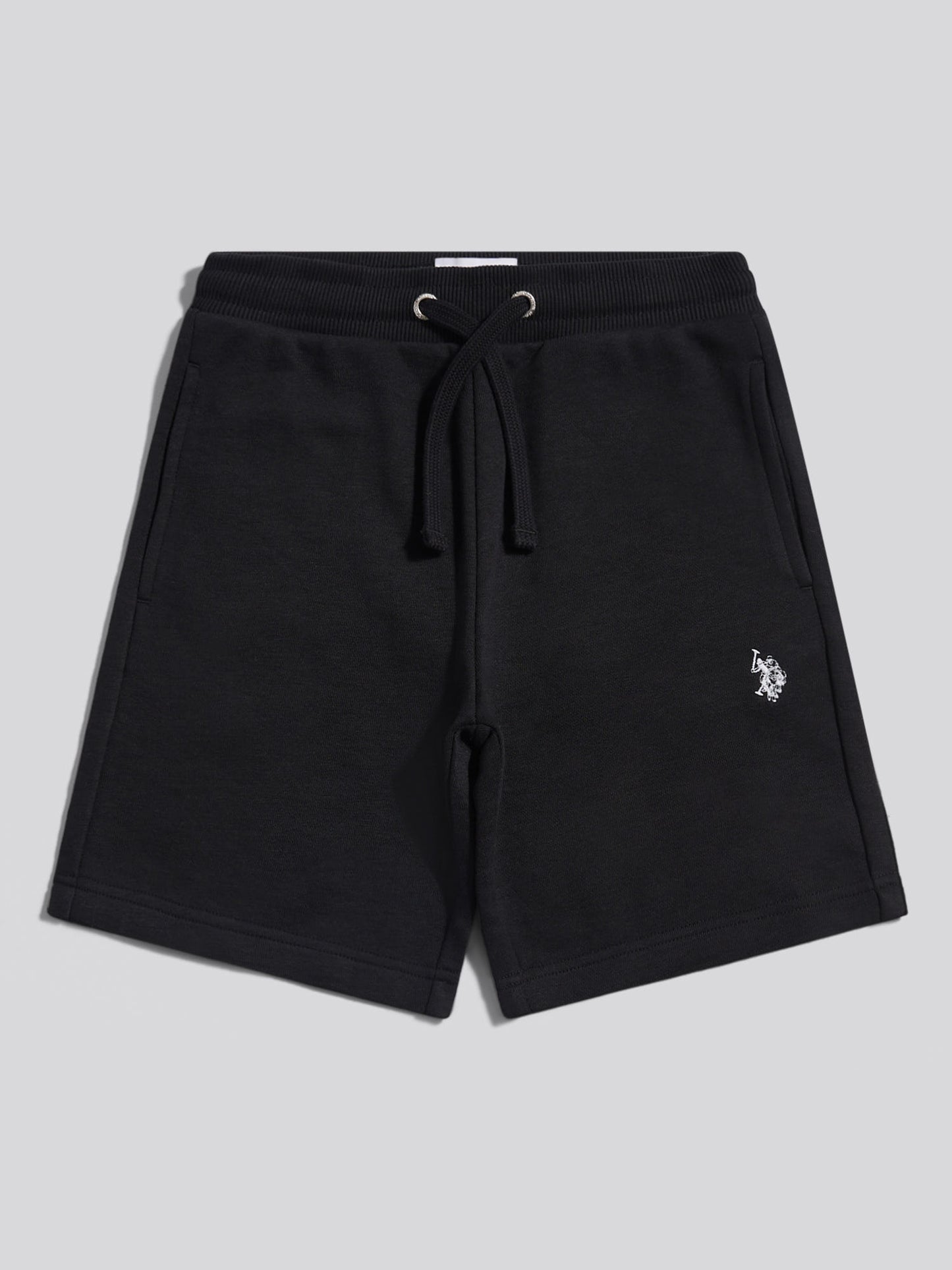 Boys Double Horsemen Sweat Shorts Black Bright White DHM