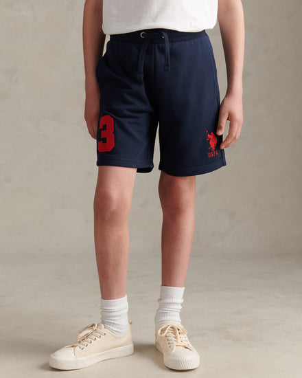 Boys Player 3 Sweat Shorts Dark Sapphire Navy / Haute Red DHM