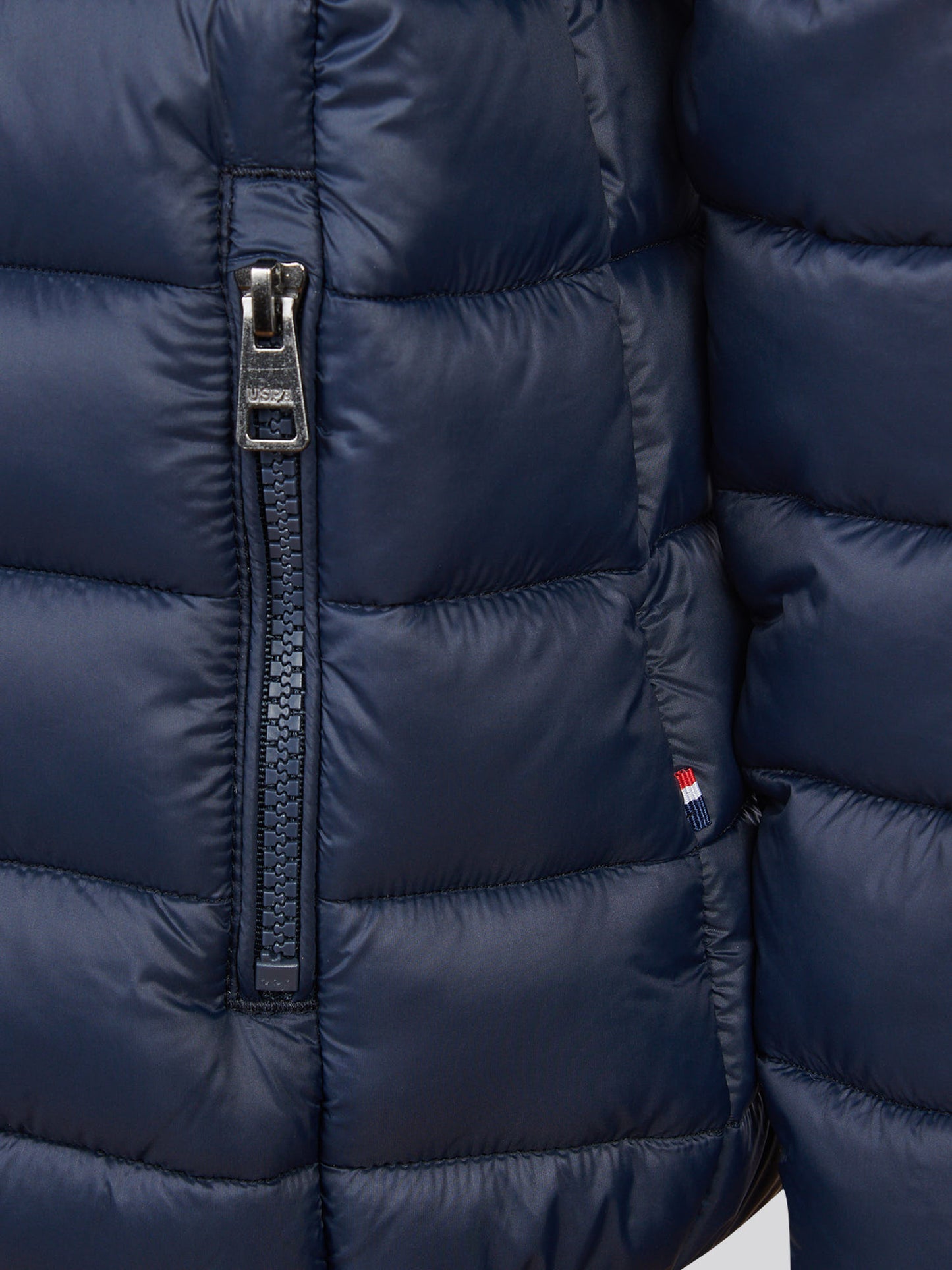 Boys Lightweight Quilted Jacket Dark Sapphire Navy / Haute Red DHM