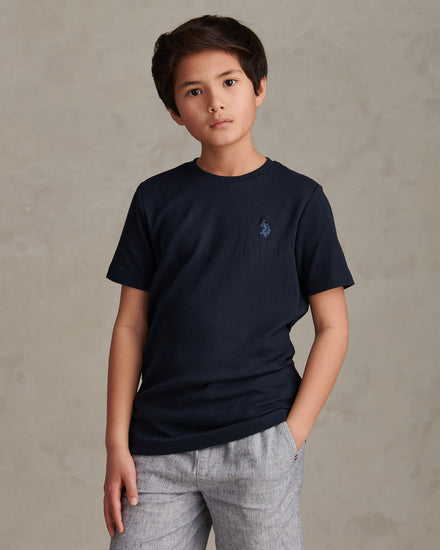 Pionowa tekstura Tshirt ciemny szafir granatowy/księżycowy światło niebieski DHM