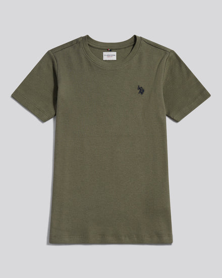 Boys Vertical Texture T-Shirt in Mulled Basil