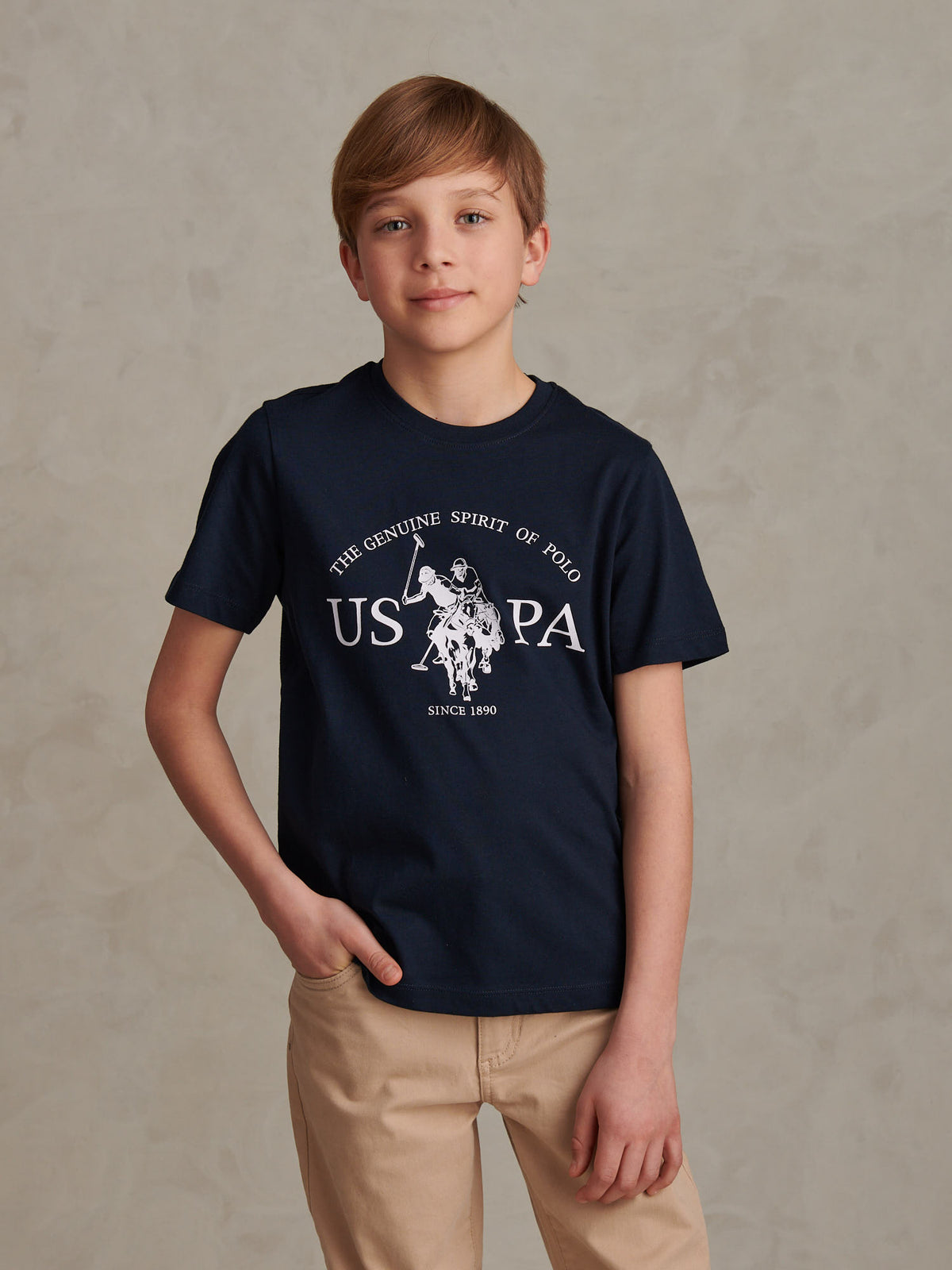 Boys USPA Print Graphic T-Shirt Dark Sapphire Navy