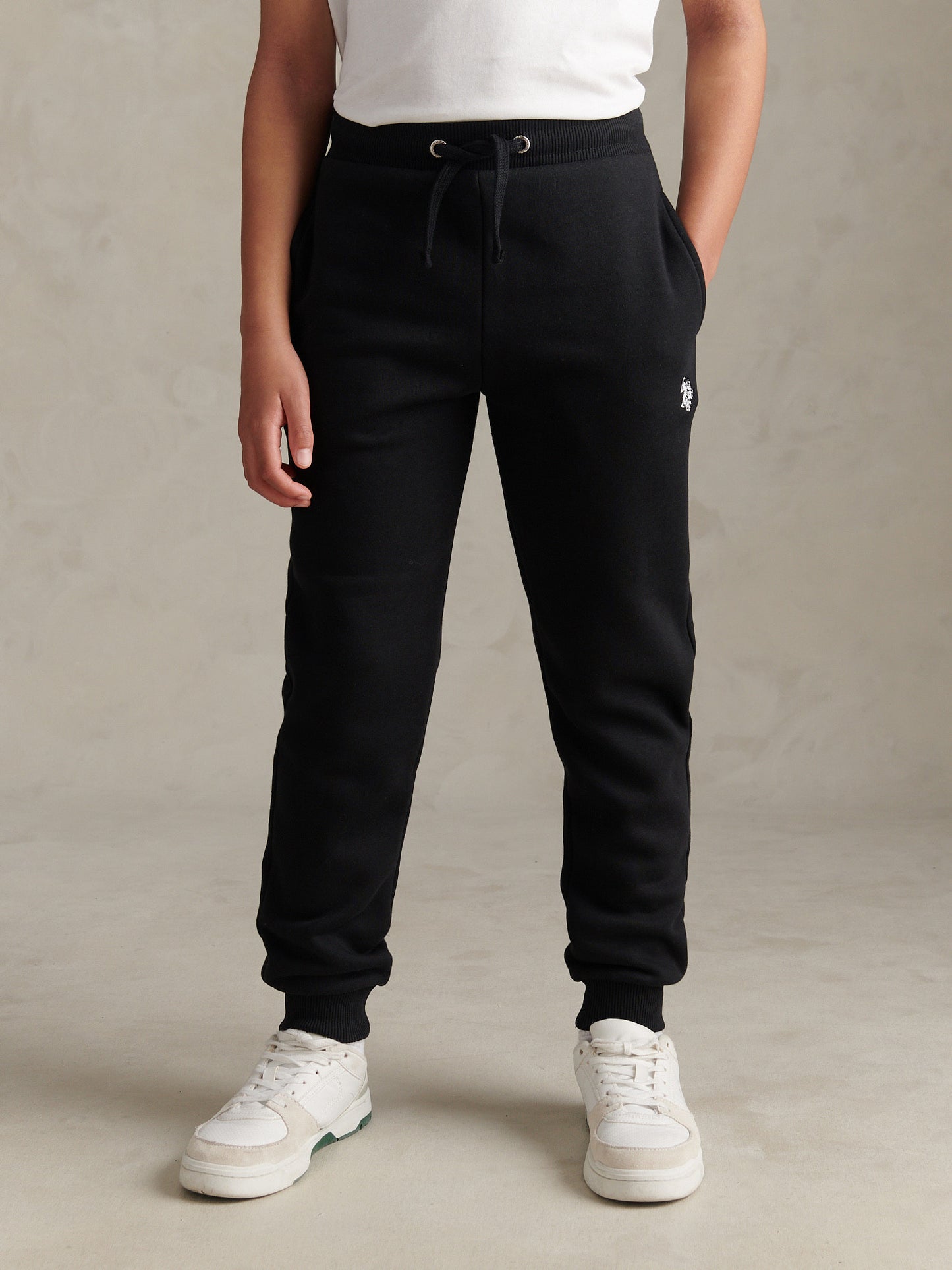 Boys Double Horsemen Loopback Jogger Black Bright White DHM