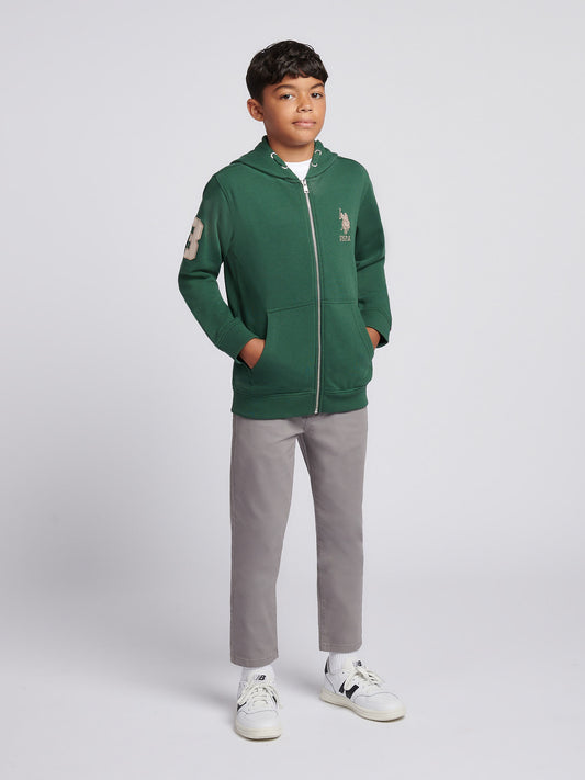 Boys Player 3 Zip Hoodie in Pineneedle