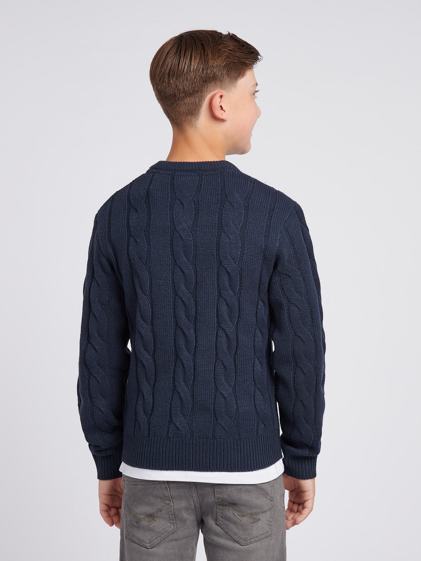 Cable Knit Crew Dark Sapphire Navy