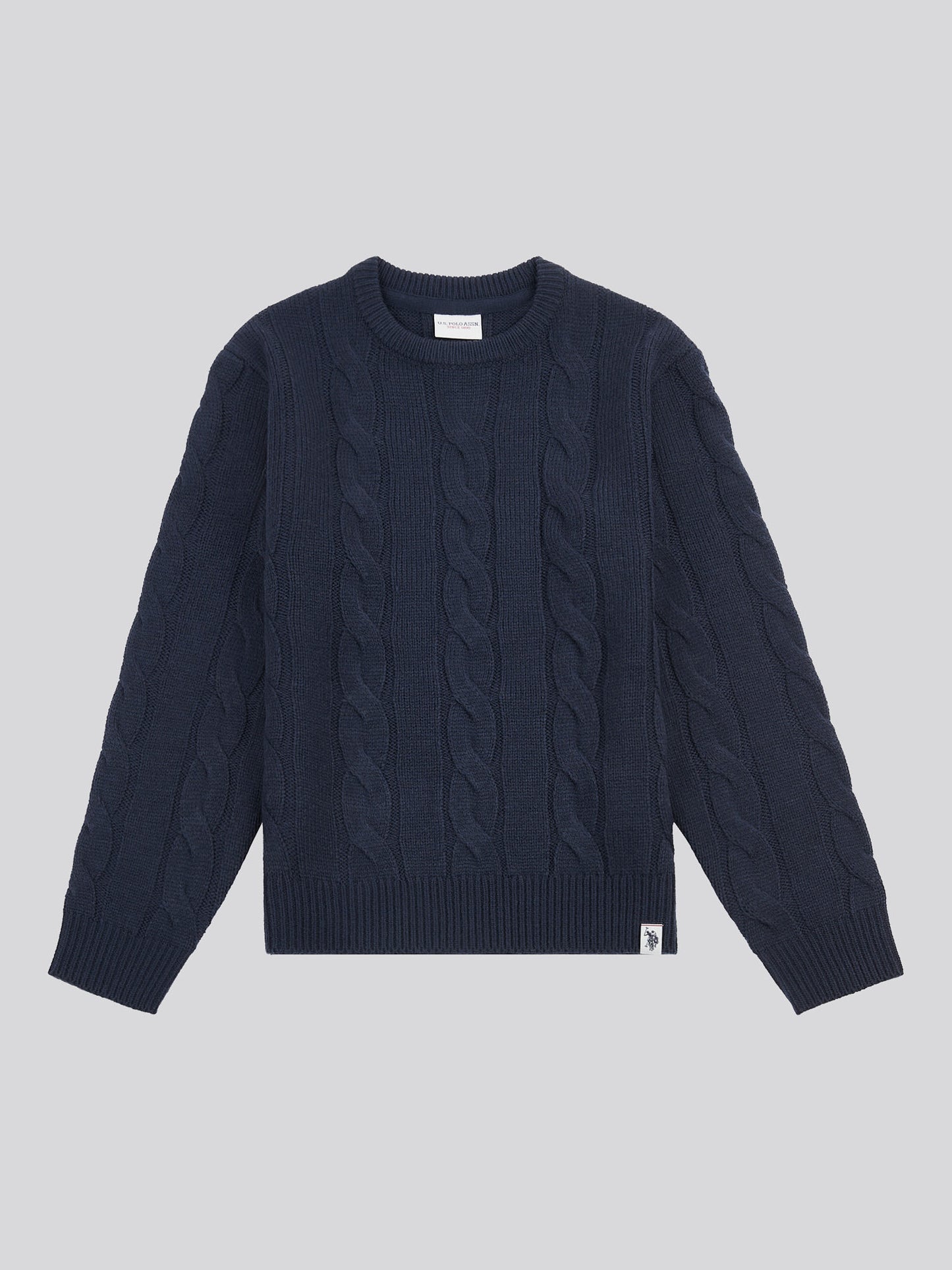 Cable Knit Crew Dark Sapphire Navy