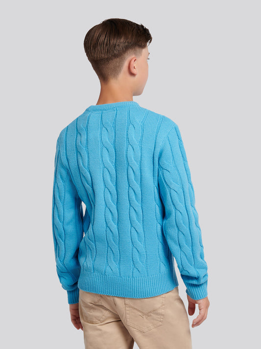 Cable Knit Crew Heritage Blue