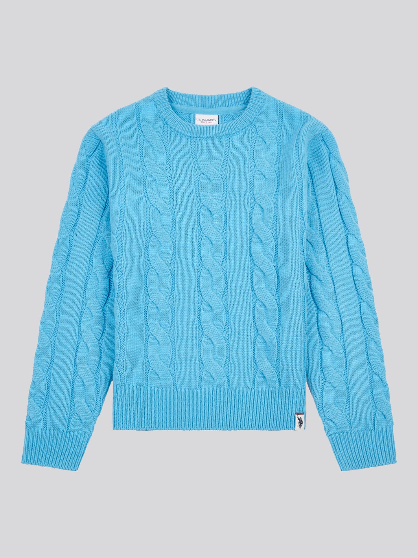 Cable Knit Crew Heritage Blue