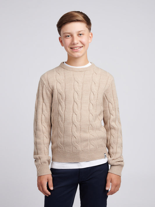 Cable Knit Crew Atmosfhere Marl