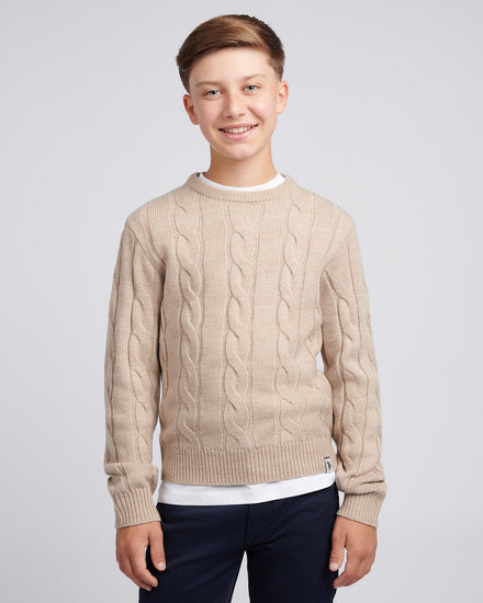 Cable Knit Crew Atmosfhere Marl