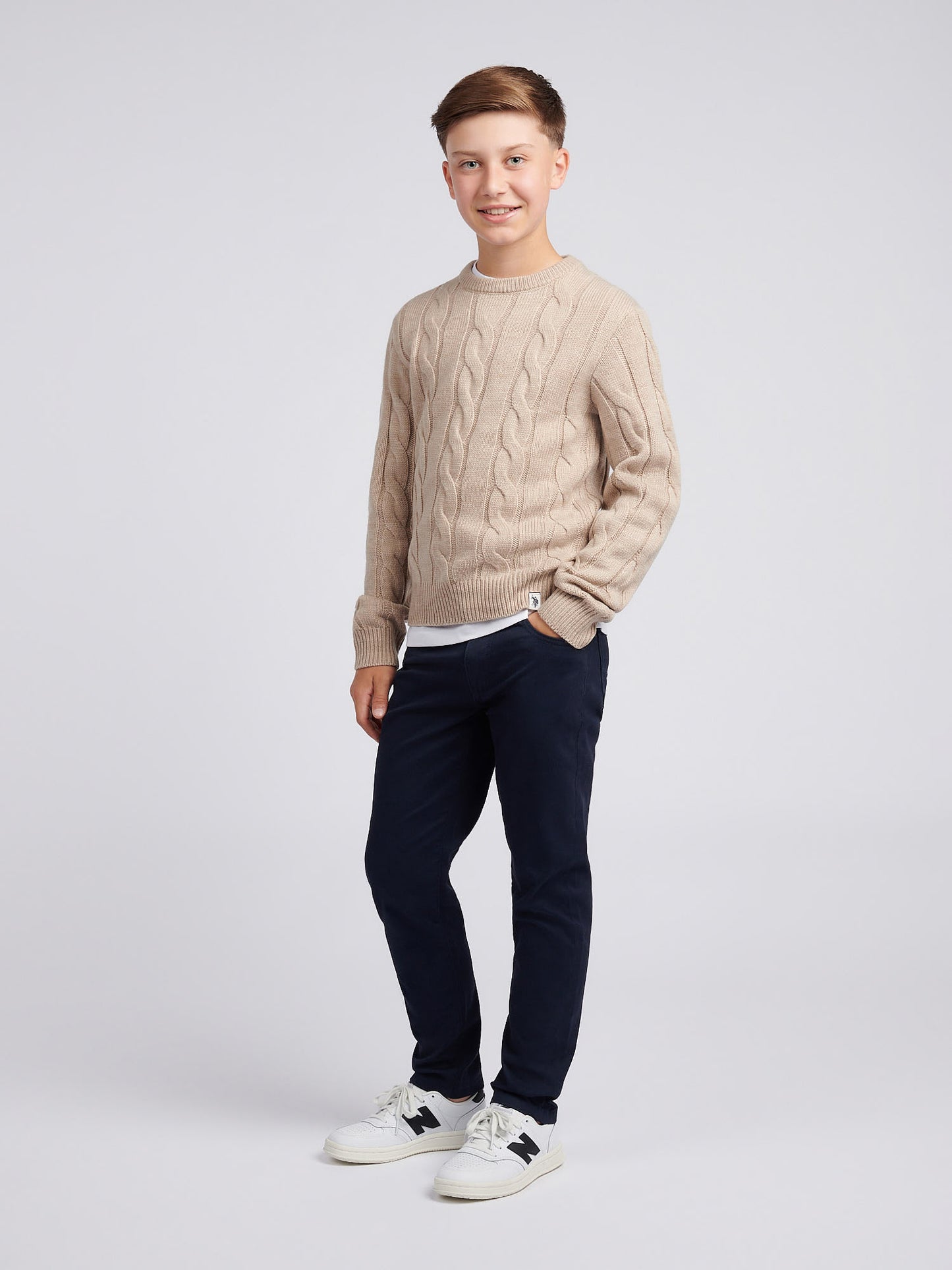 Cable Knit Crew Atmosfhere Marl