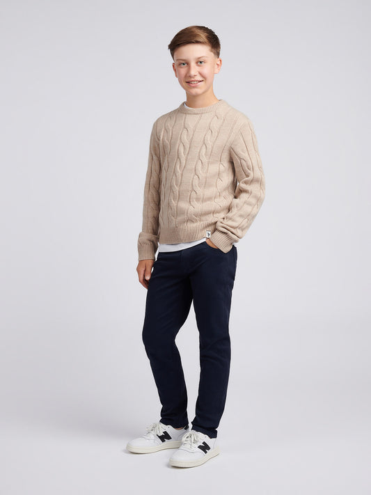 Cable Knit Crew Atmosfhere Marl