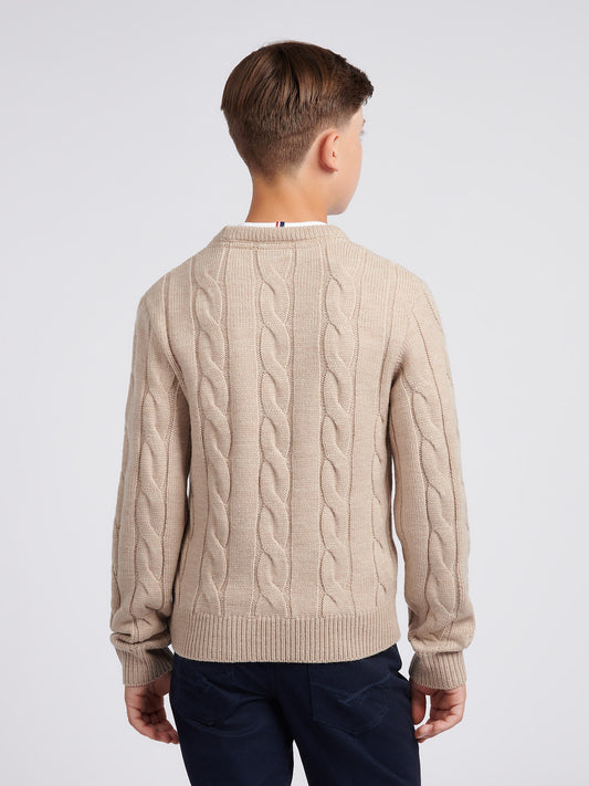 Cable Knit Crew Atmosfhere Marl
