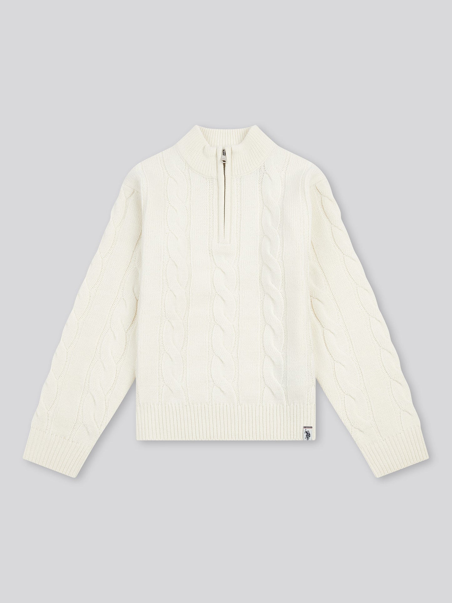 Boys Cable Knit Funnel Whisper White