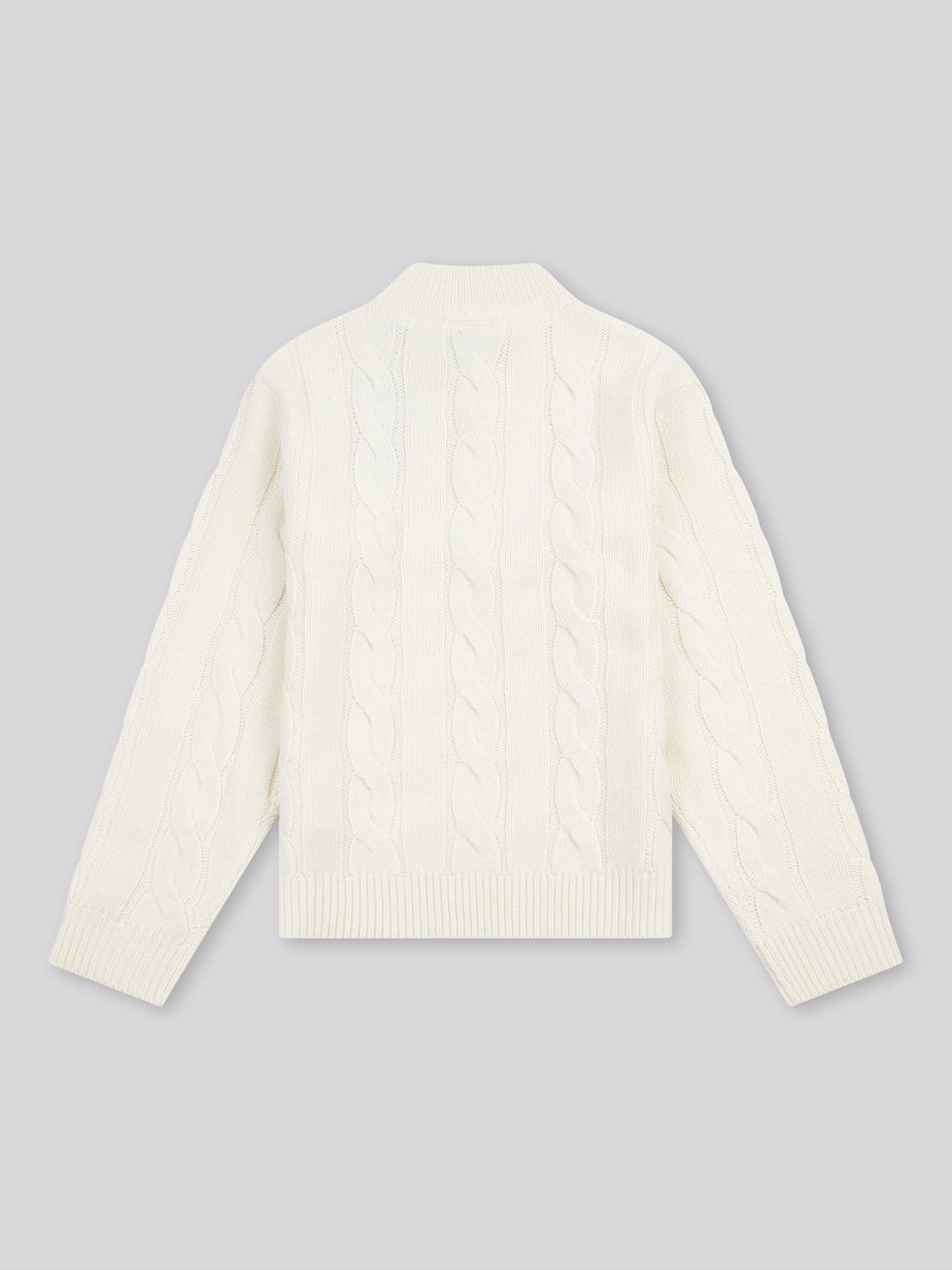 Boys Cable Knit Funnel Whisper White