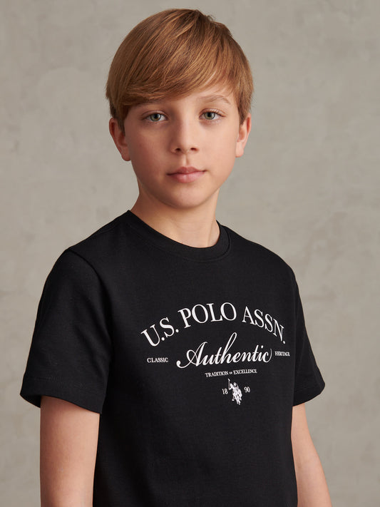 Boys Arch Script Graphic T-Shirt Black