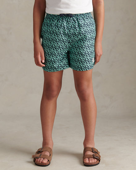 Boys Repeat Print Swim Shorts Ice Green