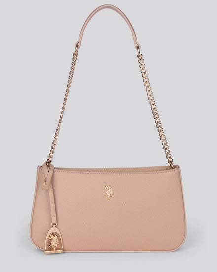 Womens Jones Small Hobo Bag w/ Chain Beige