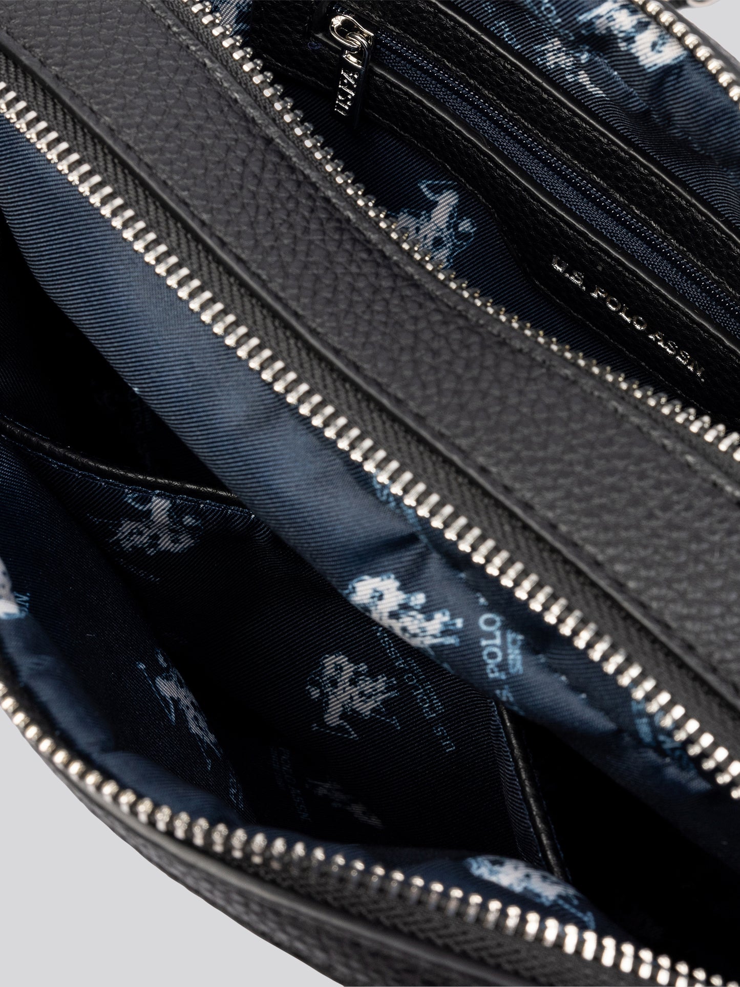 Womens Mansion Double Zip Crossbody Bag Black