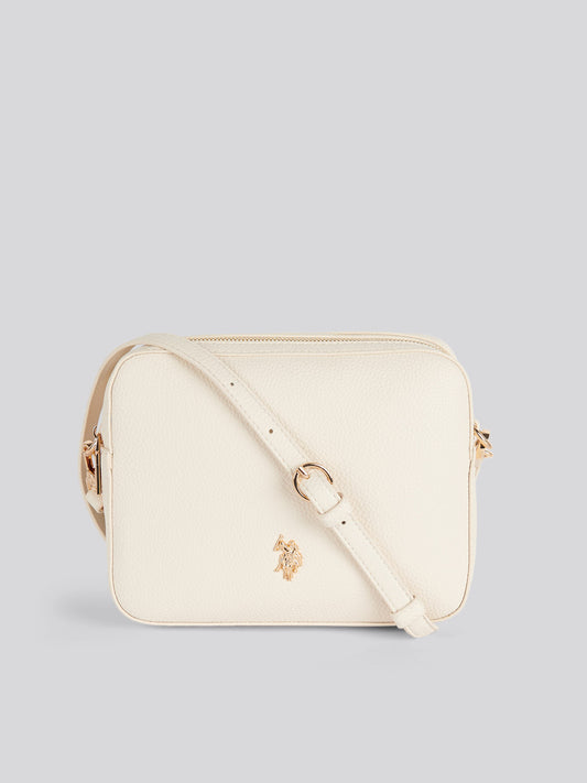 Womens Mansion Double Zip Crossbody Bag Off White