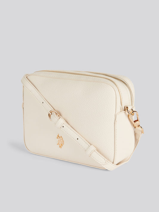 Womens Mansion Double Zip Crossbody Bag Off White