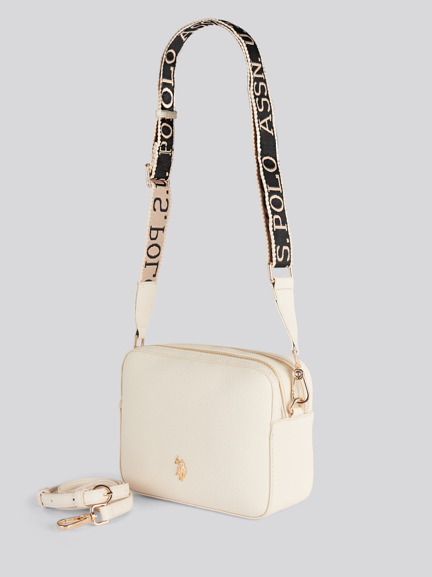 Womens Mansion Double Zip Crossbody Bag Off White