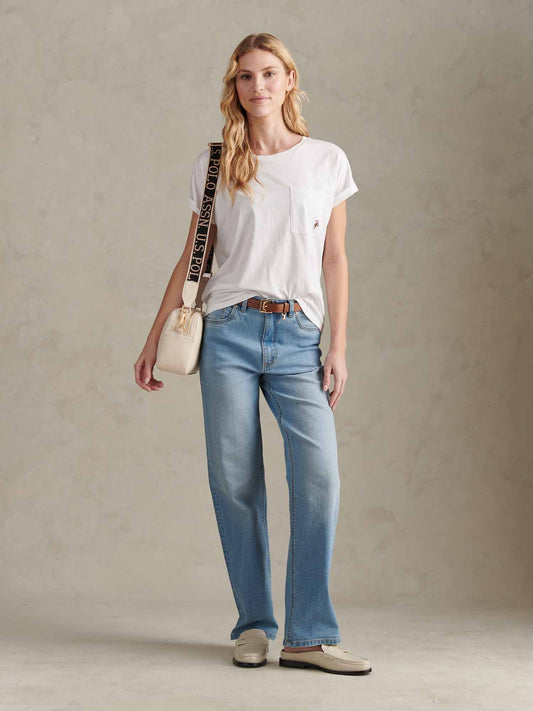 Womens Straight Fit Jeans Light Blue Wash