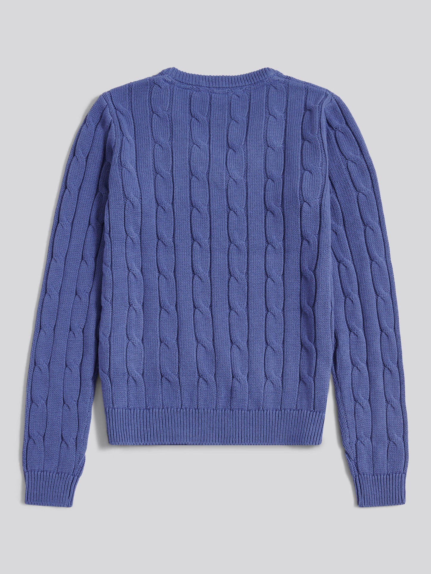 Womens V-Neck Cable Jumper in Marlin