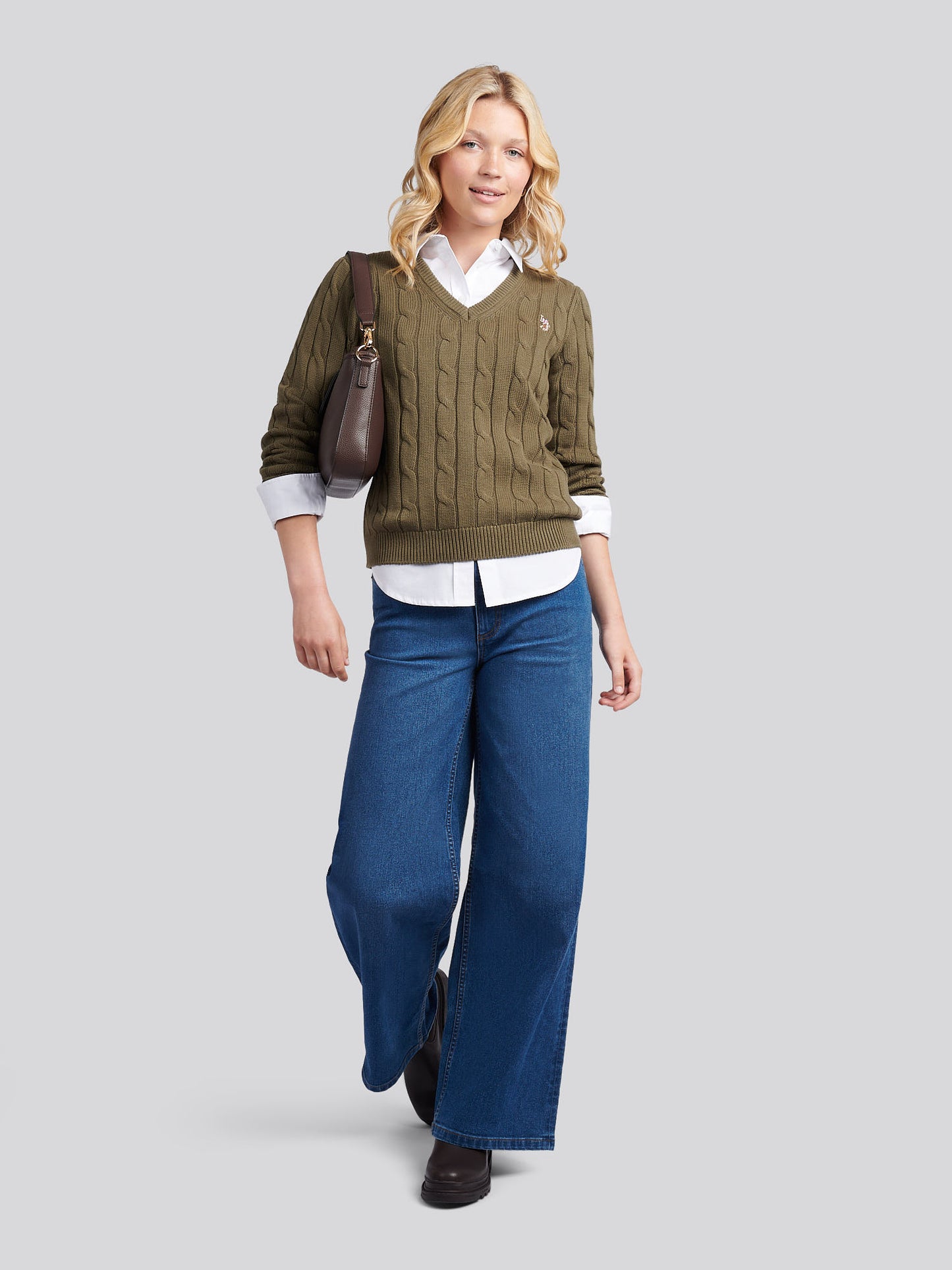 Women V-Neck Selkper w Kalamata Green