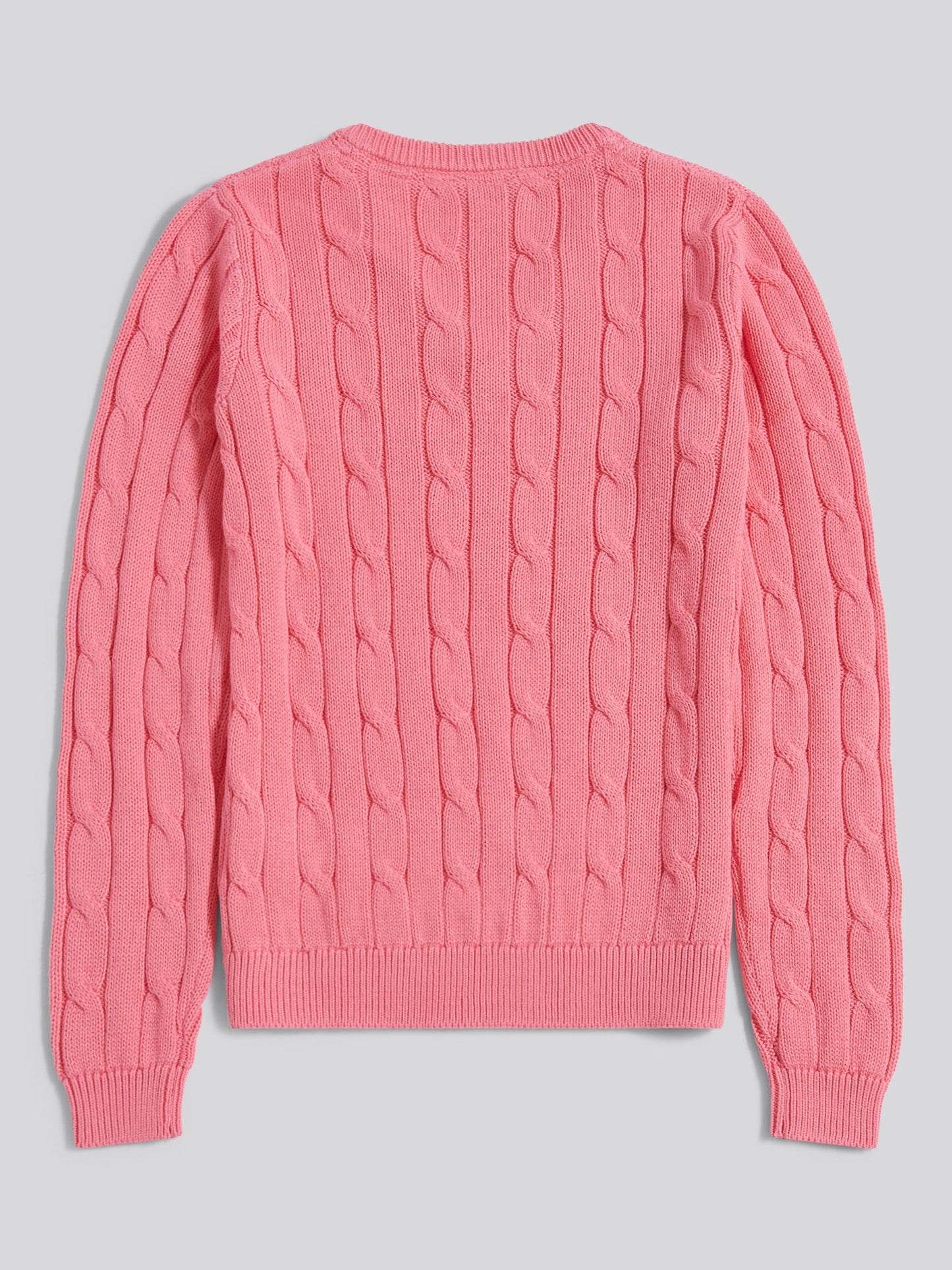 Womens V-Neck Cable Jumper in Bubblegum