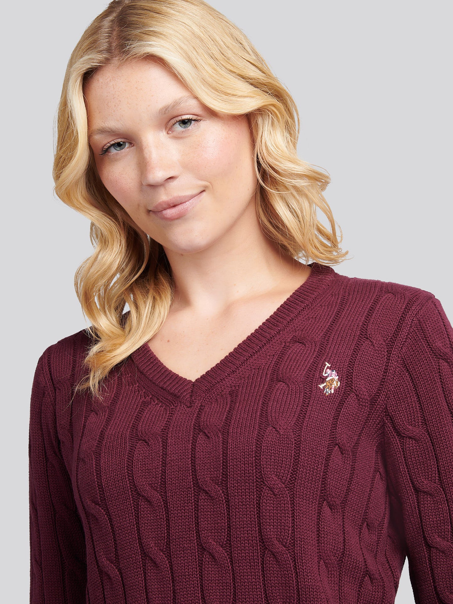 Women V-Neck Selk Cable na figie