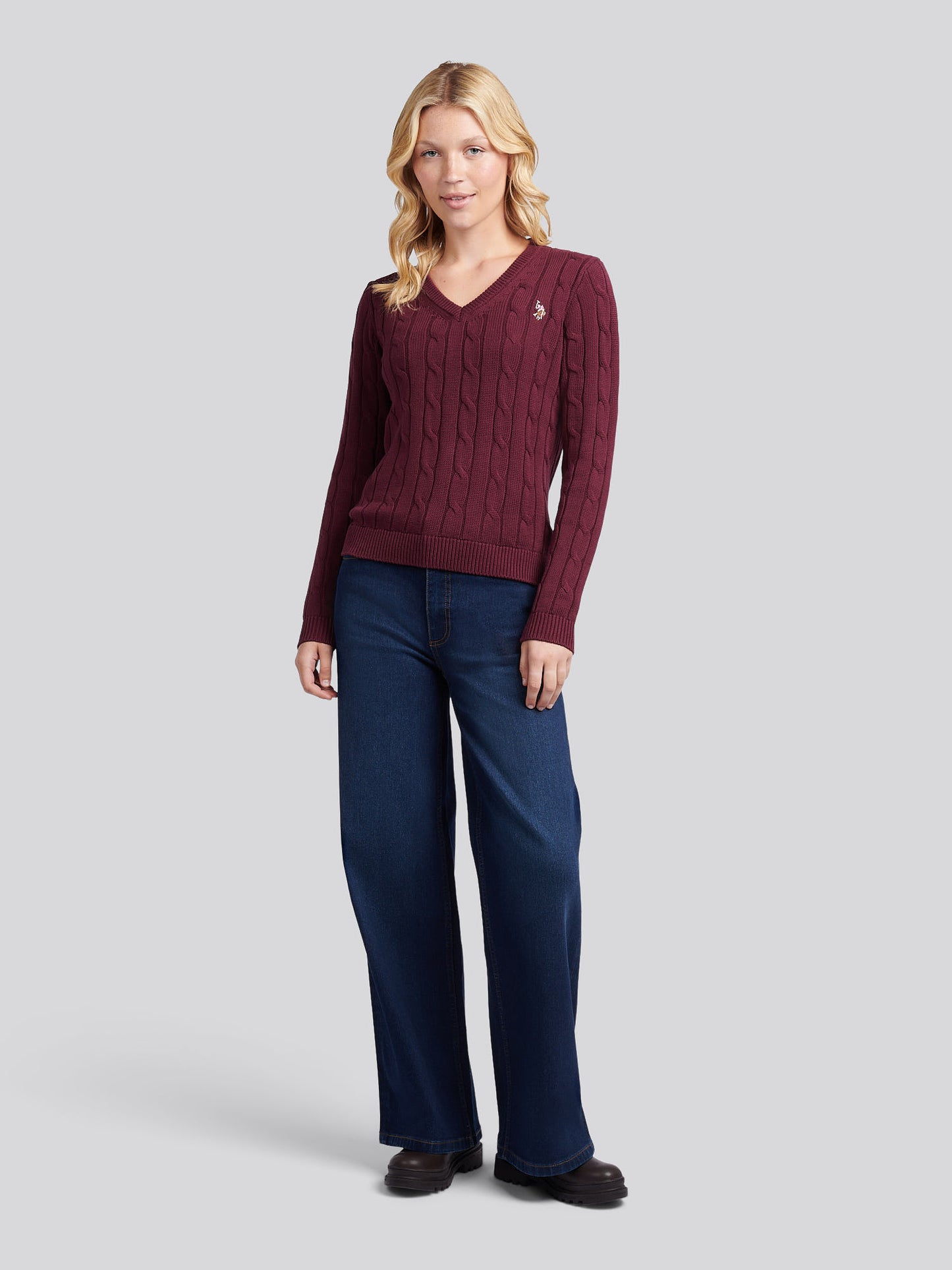 Women V-Neck Selk Cable na figie