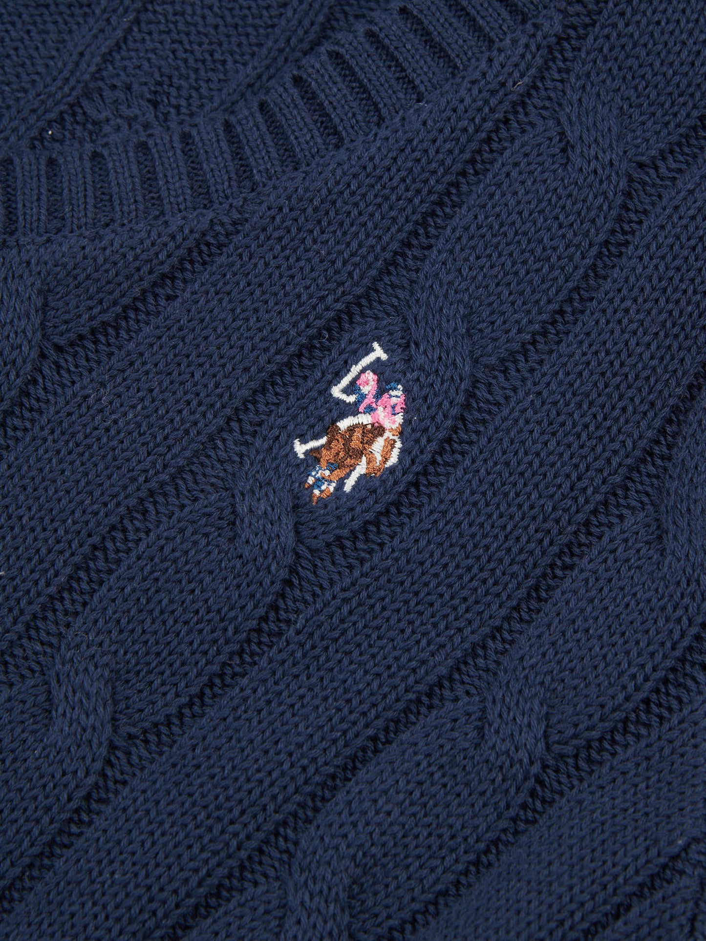 Women V-Neck Selk Cable w Marynarce Wojennej Iris