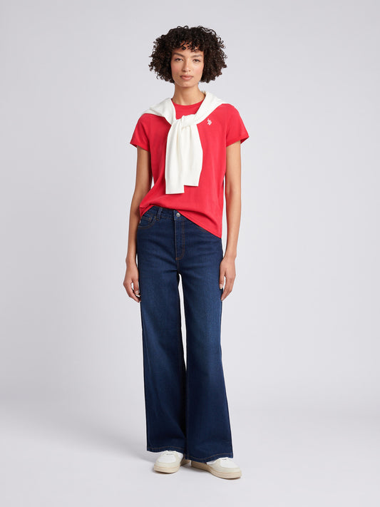 Womens Crew Neck T-Shirt in Jalapeno Red