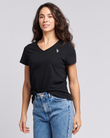 Womens V-Neck T-Shirt in Black