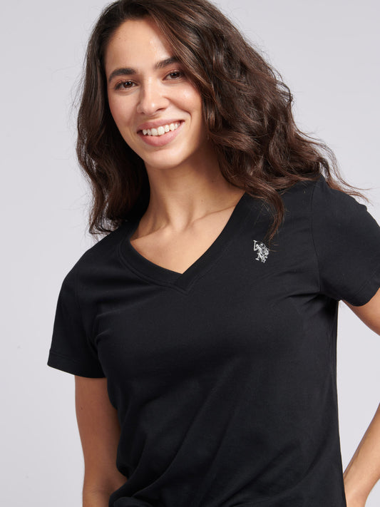 Womens V-Neck T-Shirt in Black