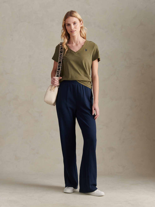 Damska koszulka z dekoltem w Kalamata Green