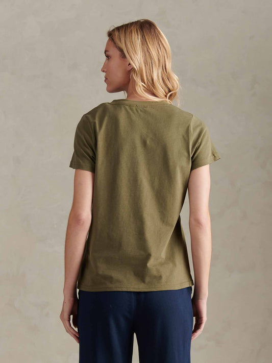 Damska koszulka z dekoltem w Kalamata Green