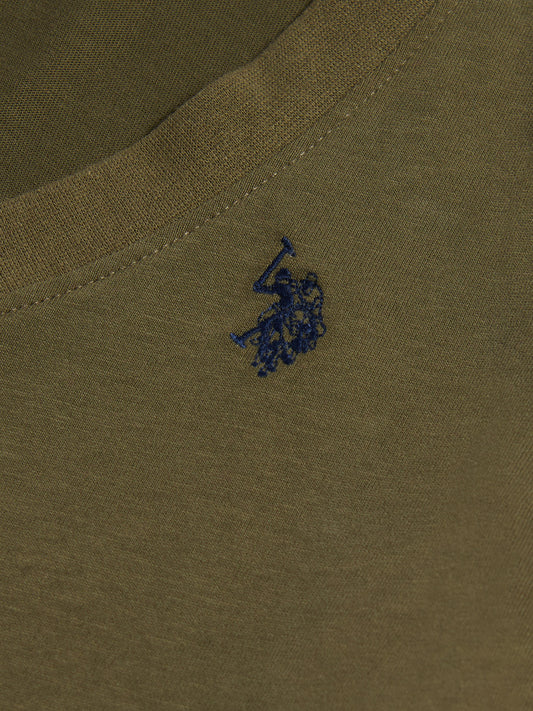 Womens V-Neck T-Shirt in Kalamata Green