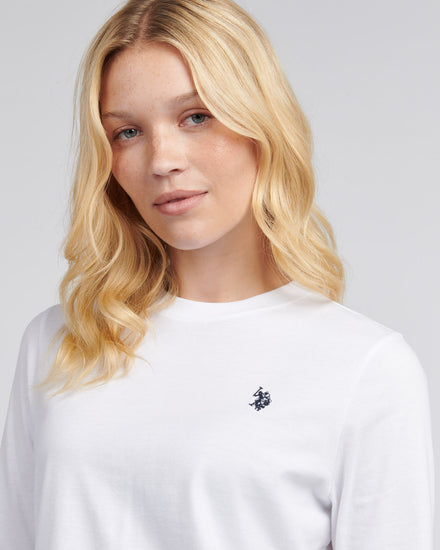 Koszulka damska z długim rękawem w jasnej bieli