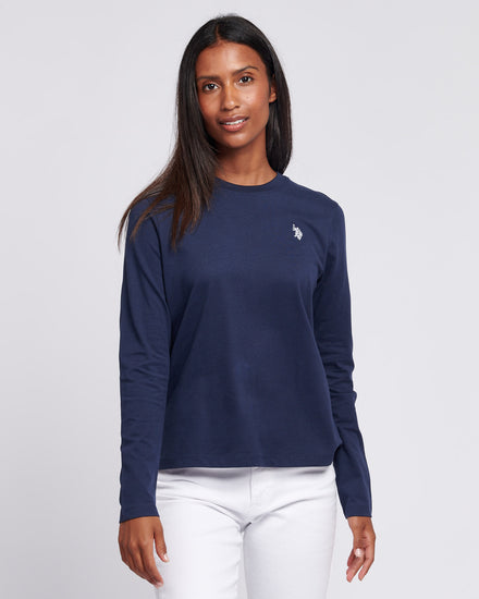 Koszulka damska z długim rękawem w granatowej tęczówki