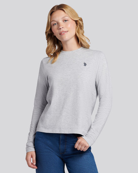 Womens Long Sleeve T-Shirt in Pearl Grey Marl