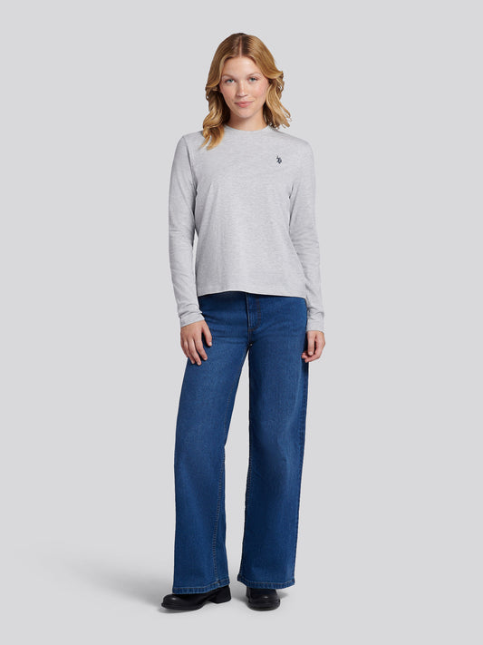 Womens Long Sleeve T-Shirt in Pearl Grey Marl