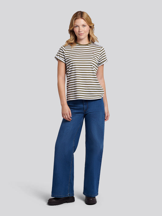 Koszulka ekipy w paski damskiej w Kalamata Green