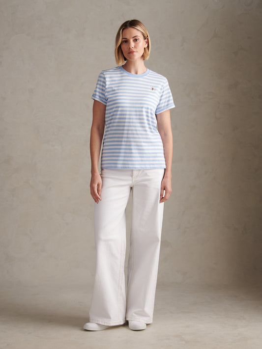 Womens Stripe Crew Neck T-Shirt Open Air