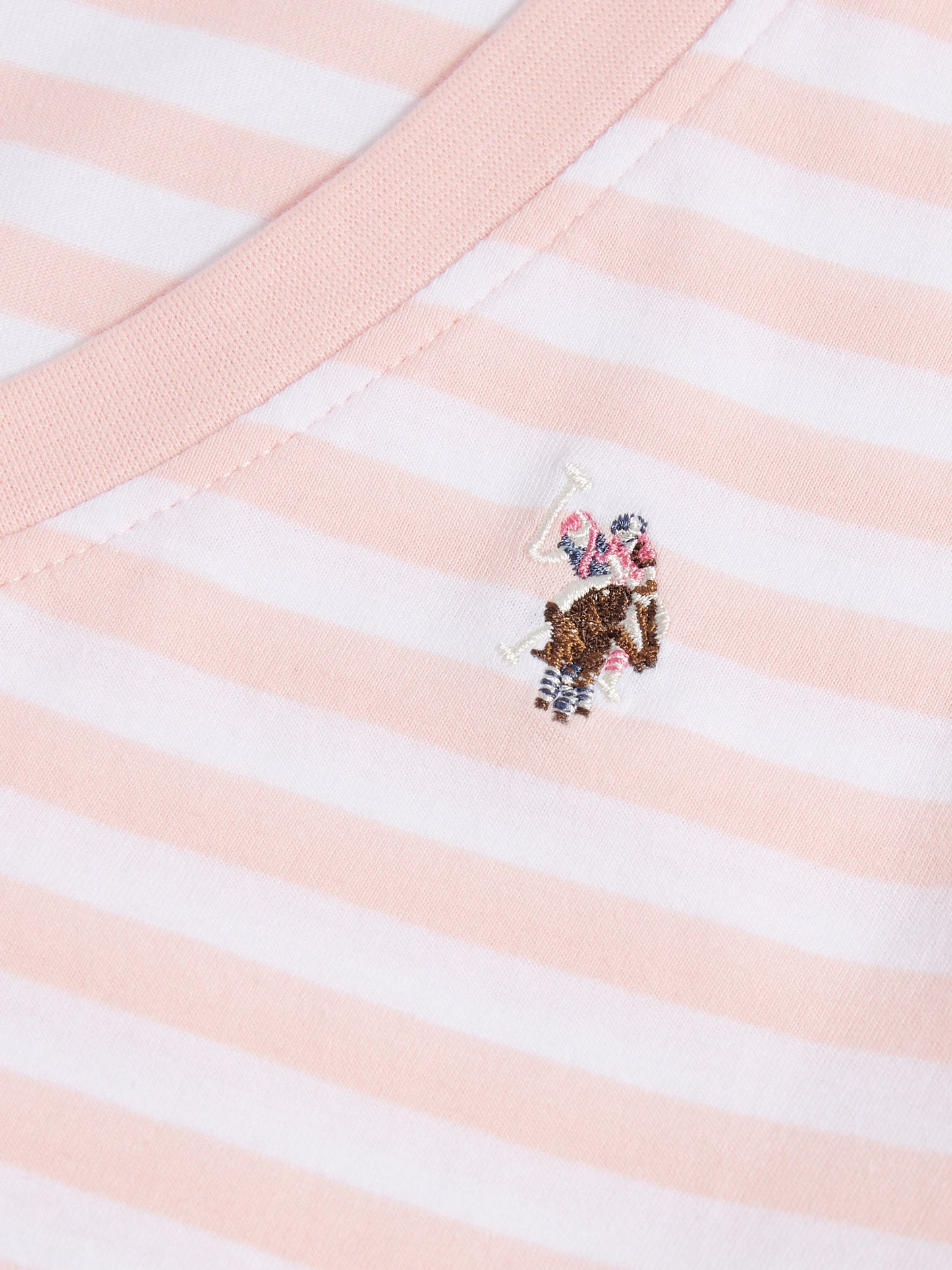 Womens Stripe V-Neck Neck T-Shirt in Crystal Rose