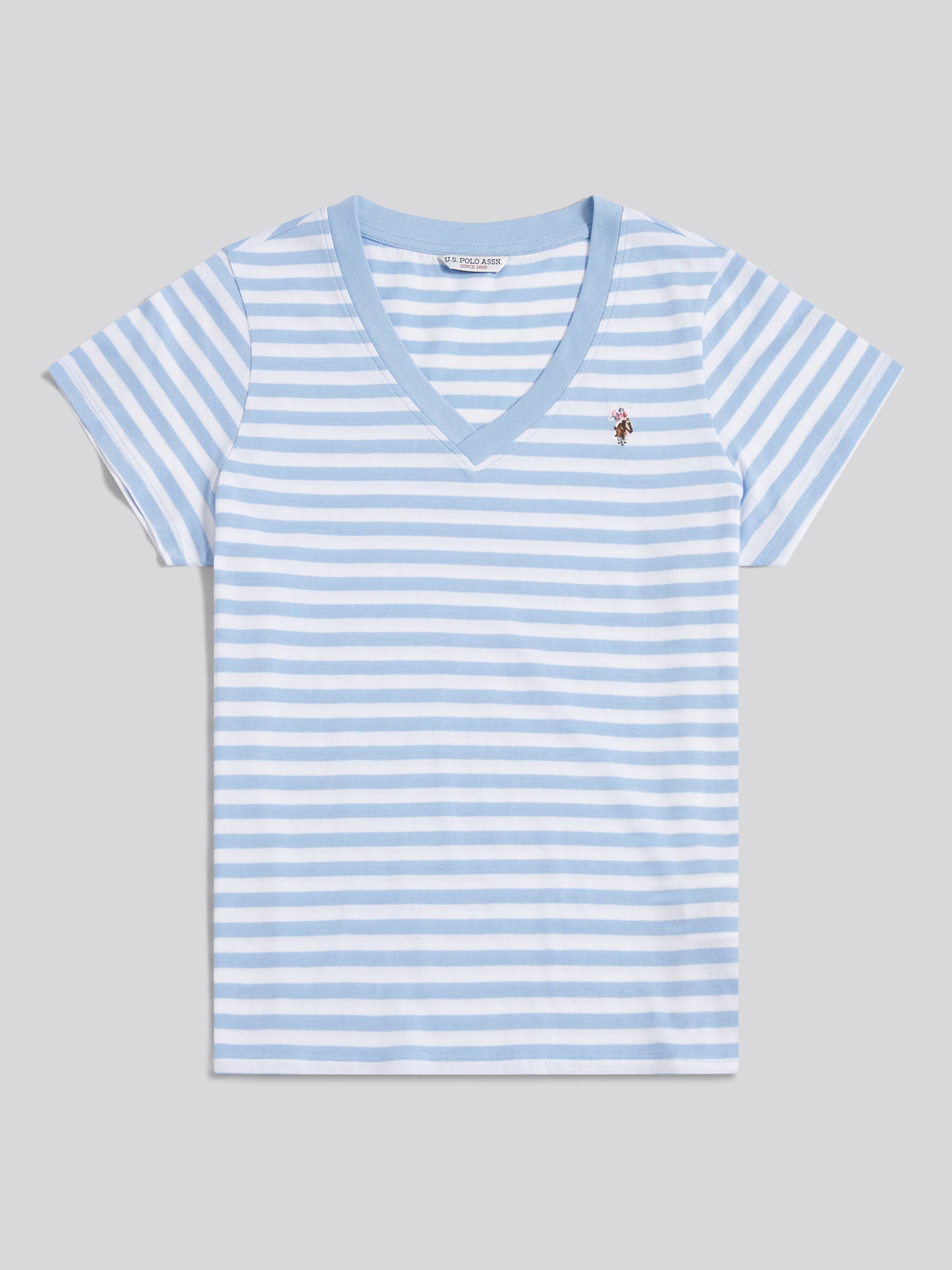 Womens Stripe V-Neck Neck T-Shirt in Open Air
