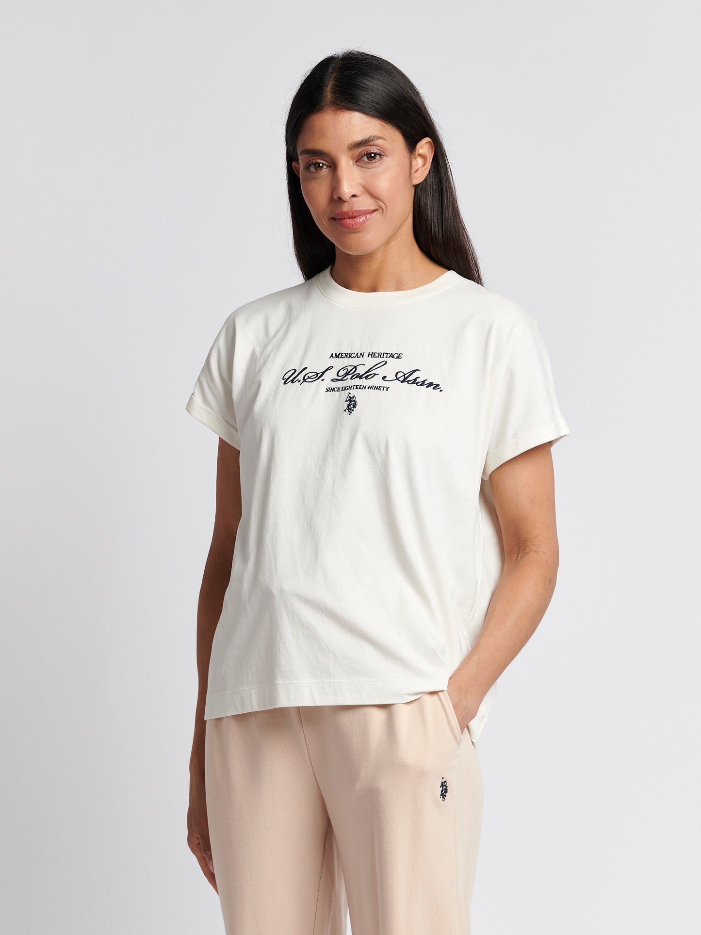 Women Premium Graphic uprawiana na koszulce z rękawem w Marshmallow