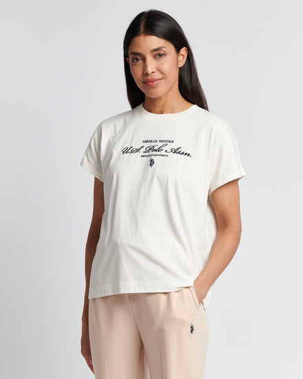 Women Premium Graphic uprawiana na koszulce z rękawem w Marshmallow